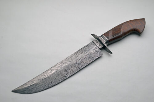 Josh Fisher M.S. Checkered Feather Damascus Bowie/Fighter